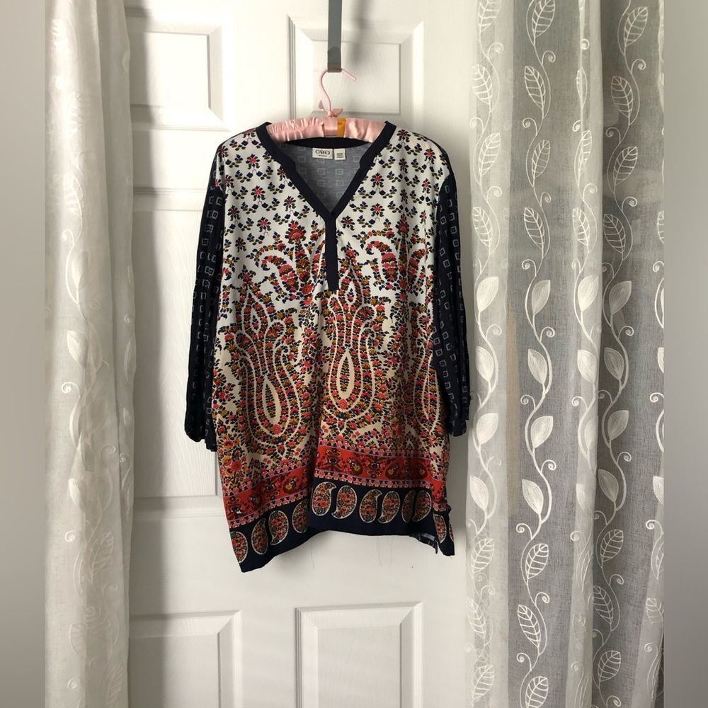 Cato Womens Size 22/24W Floral Boho Multicolor Bohemian Top blouse
